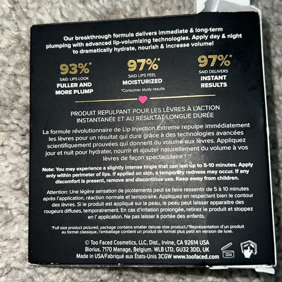 NEW Too Faced Lip Injection Extreme Instant and Long Term Plumper Clear Gloss - Picture 3 of 3